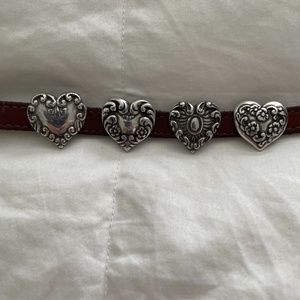 Brighton Leather bracelet with four heart charms "retired"